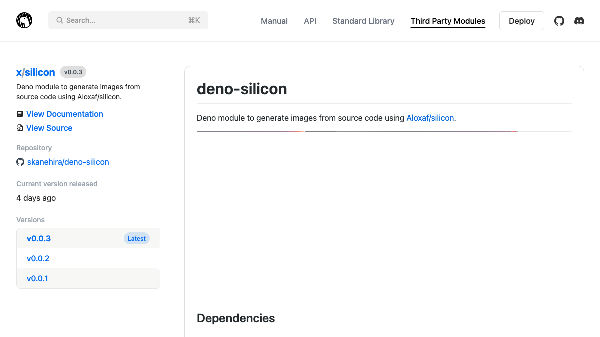 Deno module for generate image from source code